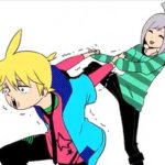 Piko pulling Len's arms meme