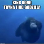 Water monke | KING KONG TRYNA FIND GODZILLA | image tagged in water monke | made w/ Imgflip meme maker