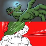 Wojak dodging punch from Pepe