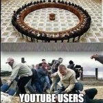 E | YOUTUBE USERS MAKING AN E IN THE POLL; YOUTUBE USERS DOING ANYTHING ELSE | image tagged in civilized discussion | made w/ Imgflip meme maker