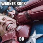 captain America fighting himself | WARNER BROS; DC | image tagged in captain america fighting himself,warner bros,dc | made w/ Imgflip meme maker