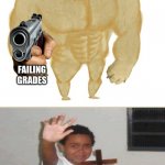 Buff doge | TEACHER WEN YOU DONT STUDY FOR THE FINAL EXAM; FAILING GRADES; YOU | image tagged in buff doge | made w/ Imgflip meme maker