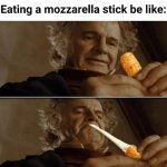 Eating a mozzarella stick