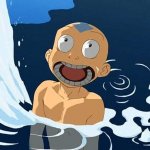 Avatar aang yelling cold water frozen ice