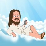 JESUS ON HIS CELL PHONE CLOUD