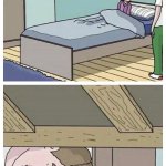 Dad! There is a monster under my bed | DEPRESSIVE THING MY INSECURITYS | image tagged in dad there is a monster under my bed | made w/ Imgflip meme maker