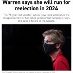 Elizabeth Warren says she will run for re-election