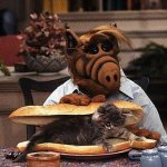 Alf eating cat sandwich