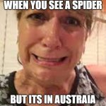 Oh no you don't | WHEN YOU SEE A SPIDER; BUT ITS IN AUSTRAIA | image tagged in aussie | made w/ Imgflip meme maker