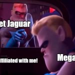 Jet Jaguar telling Megalon he's not affiliated with him | Jet Jaguar; Megalon; You're not affiliated with me! | image tagged in you're not affiliated with me | made w/ Imgflip meme maker