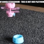 STAY OUT OF GOOGLE CLASSROOM - THIS IS NOT OUR PLATFORM ANYMORE | STAY OUT OF GOOGLE CLASSROOM - THIS IS NOT OUR PLATFORM ANYMORE | image tagged in owleez flying away from something bad template | made w/ Imgflip meme maker