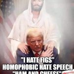 Don't feel like the Lone Ranger | SUSPENDED FOR SAYING; "I HATE FIGS"
 HOMOPHOBIC HATE SPEECH

 "HAM AND CHEESE" 
OFFENSIVE, RACIAL SLUR! | image tagged in jusus and trump meme,donald trump meme,funny donald trump meme,i know how you feel,i feel your pain,jesus meme | made w/ Imgflip meme maker