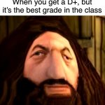 HD garbage | When you get a D+, but it’s the best grade in the class | image tagged in hd ps1 hagrid | made w/ Imgflip meme maker