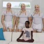 Five blondes and one black guy