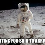 Moon Landing | WAITING FOR SHIB TO ARRIVE... | image tagged in moon landing | made w/ Imgflip meme maker