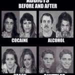 click on this video with your thumb | SKITTLES | image tagged in addicts before and after | made w/ Imgflip meme maker