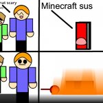 I template I made | Minecraft sus | image tagged in book lair | made w/ Imgflip meme maker