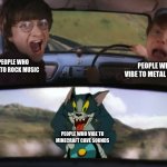 Harry Potter Train | PEOPLE WHO VIBE TO METAL MUSIC; PEOPLE WHO VIBE TO ROCK MUSIC; PEOPLE WHO VIBE TO MINECRAFT CAVE SOUNDS | image tagged in harry potter train,minecraft,memes,harry potter,ron weasley,tom and jerry | made w/ Imgflip meme maker