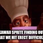 Kawaii Sprite | KAWAII SPRITE FINDING OUT THAT WE HIT ERECT DIFFICULTY | image tagged in gifs,memes | made w/ Imgflip video-to-gif maker