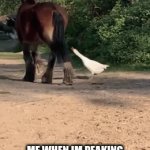 :) | ME WHEN IM PEAKING AT MY BROTHERS PHONE WHILE HE PLAYS A GAME | image tagged in gifs,horse vs goose | made w/ Imgflip video-to-gif maker