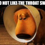 Throat swab | I DO NOT LIKE THE THROAT SWAB | image tagged in doug from up - cone of shame,covid | made w/ Imgflip meme maker