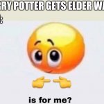 ohhh ron wait till he cracks it | HARRY POTTER GETS ELDER WAND; RON: | image tagged in is this for me | made w/ Imgflip meme maker