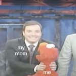 When the guests are over and I'm misbehaving | the guests; my mom; my sibling; me | image tagged in elmo getting strangled | made w/ Imgflip meme maker