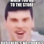 I'd be depressed | WHEN YOU GO TO THE STORE; BUT THERE'S NO COOKIES | image tagged in oof | made w/ Imgflip meme maker