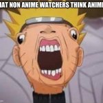 Naruto joke | WHAT NON ANIME WATCHERS THINK ANIME IS | image tagged in naruto joke | made w/ Imgflip meme maker