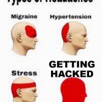Types of Headaches | GETTING HACKED | image tagged in types of headaches | made w/ Imgflip meme maker