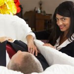 Weird stock photos 7 suspicious woman at coffin of dead man