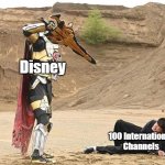 Bow before me! | Disney; 100 International Channels | image tagged in bow before me | made w/ Imgflip meme maker