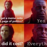 Thanos front page of politics