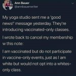 Vaccinated-only yoga class meme
