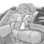 space marine holding kid