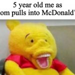 Winnie The Pooh Whaaat | 5 year old me as mom pulls into McDonald’s: | image tagged in winnie the pooh whaaat | made w/ Imgflip meme maker