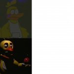 Cartoon Chica and Unwithered Chica