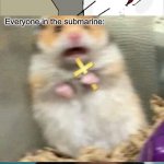 Pls don’t complain of these being a repost if I never knew of it | Me: Opens the windows for fresh air; Everyone on the airplane:; Everyone in the submarine:; Everyone at the international space station: | image tagged in scared hamster with cross | made w/ Imgflip meme maker