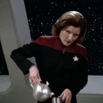 Janeway Pouring Coffee