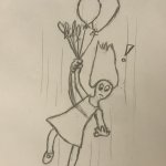 girl falling from the sky with balloons