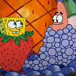 Spongebob And Patrick Covered In Fruit