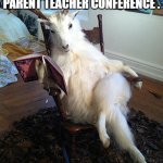 Taxidermy Goat | MY TEACHER AT THE PARENT TEACHER CONFERENCE . | image tagged in taxidermy goat | made w/ Imgflip meme maker