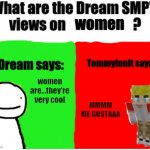 Dream SMP Views | women; women are...they're very cool; MMMM ME GUSTAAA | image tagged in dream smp views | made w/ Imgflip meme maker