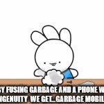 mobile ads in a nutshell | AND BY FUSING GARBAGE AND A PHONE WITH SOME INGENUITY  WE GET...GARBAGE MOBILE ADS | image tagged in gifs,ice cream sandwitch | made w/ Imgflip video-to-gif maker