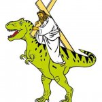 jesus riding t-rex