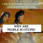 oracle question | WHY ARE PEOPLE SO STUPID | image tagged in oracle question | made w/ Imgflip meme maker