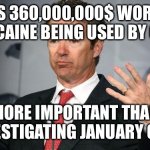 Rand Paul | IT’S 360,000,000$ WORTH OF COCAINE BEING USED BY QUAIL! MORE IMPORTANT THAN INVESTIGATING JANUARY 6TH. | image tagged in rand paul | made w/ Imgflip meme maker