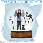 Quarantine snowglobe | THIS IS WHAT QUARANTINE FEELS LIKE | image tagged in trapped in a snow globe,funny,coronavirus,quarantine | made w/ Imgflip meme maker