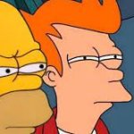 Homer and Fry suspicious meme