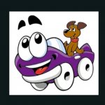 Purple convertible with dog for sale